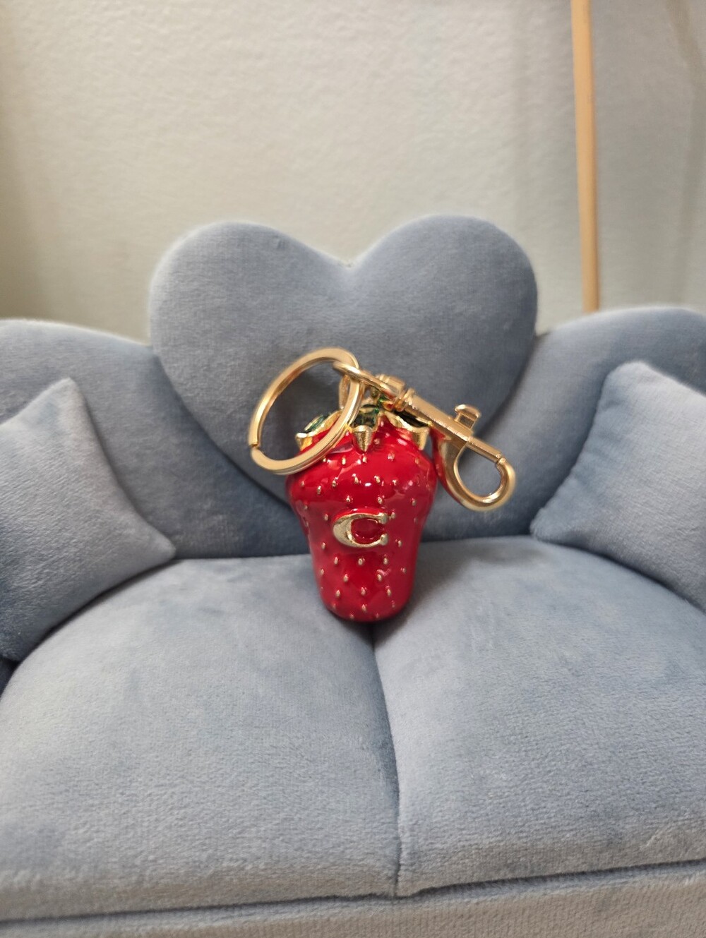 🍓 Red Enamel Strawberry C Logo Bag Charm Keychain, NEW